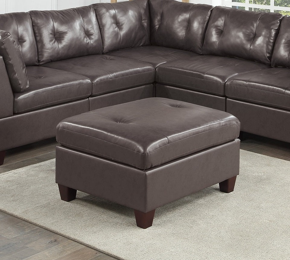 Contemporary Genuine Leather 1pc Ottoman Dark Coffee coffee-genuine leather-primary living