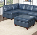 Genuine Leather Ink Blue Tufted 6pc Modular Sofa Set blue-genuine leather-wood-primary living