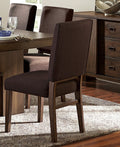 Chocolate Brown Color Fabric Upholstered Side Chairs brown-dining room-contemporary-transitional-wood