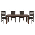 Contemporary Dark Oak Finish Dining 5pc Set Table w wood-wood-brown mix-seats 4-dining