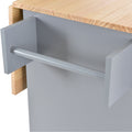 Rolling Mobile Kitchen Island with Solid Wood Top and blue+grey-mdf