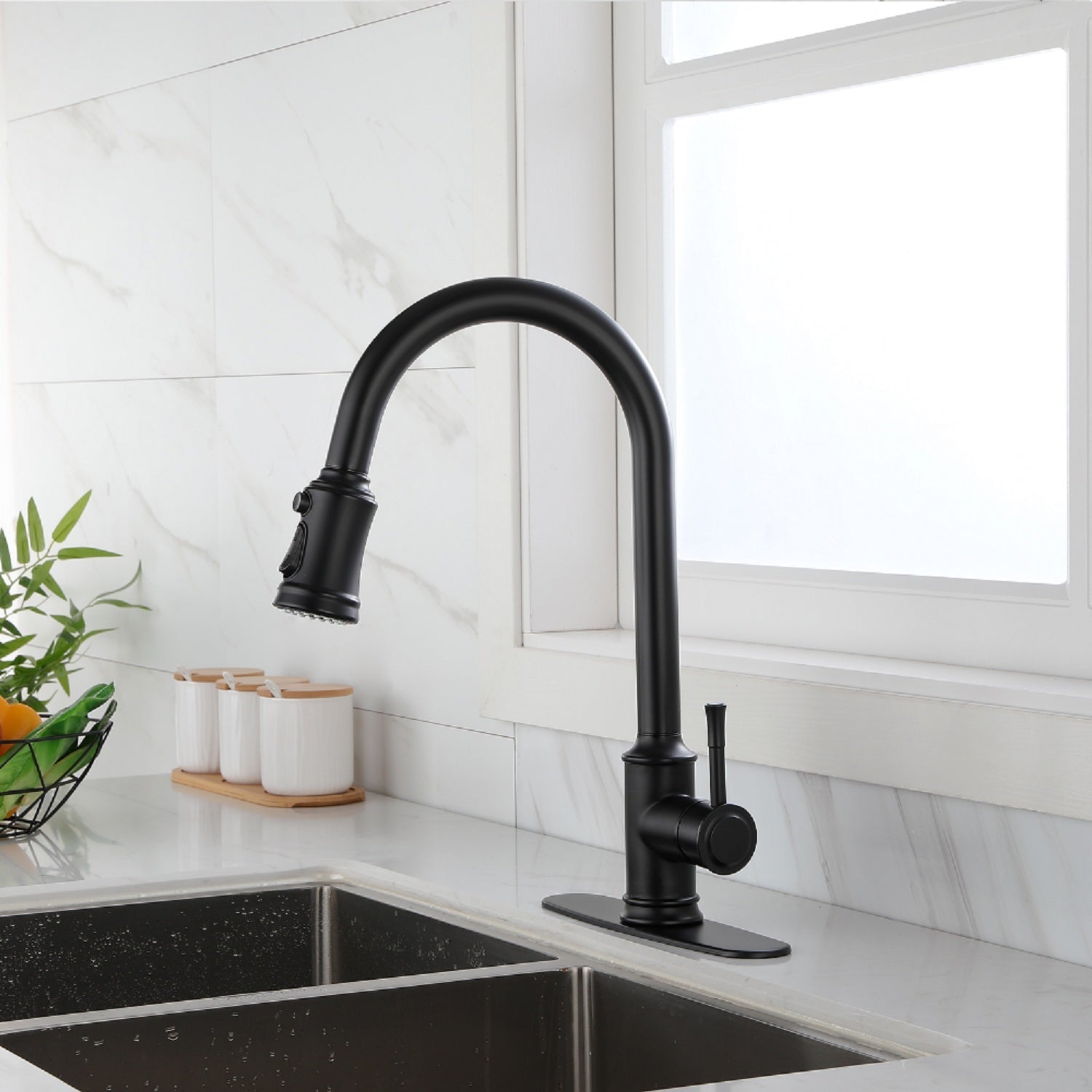 Touch Kitchen Faucet with Pull Down Sprayer matte black-stainless steel