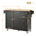 Rolling Mobile Kitchen Island with Solid Wood Top and black-mdf