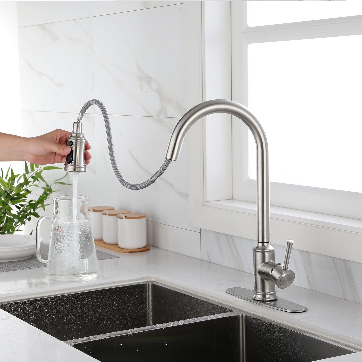 Touch Kitchen Faucet with Pull Down Sprayer brushed nickel-stainless steel