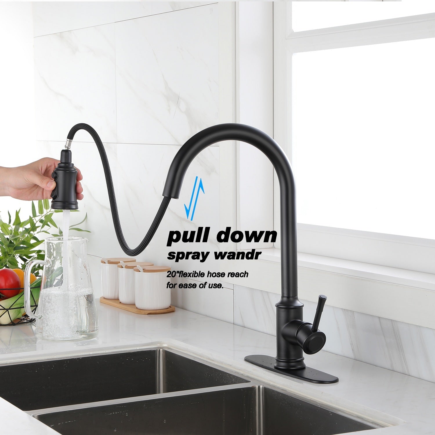 Touch Kitchen Faucet with Pull Down Sprayer matte black-stainless steel