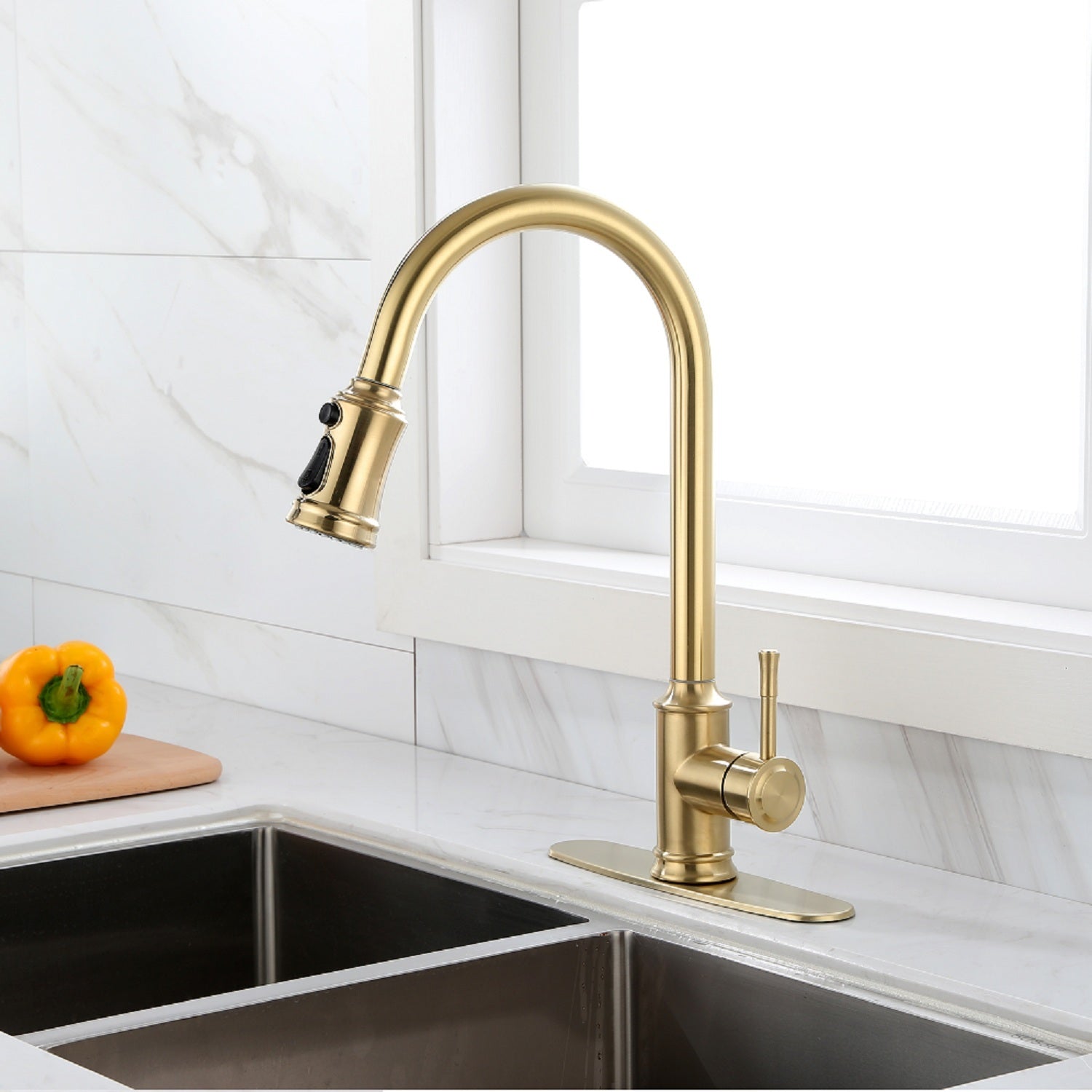 Touch Kitchen Faucet with Pull Down Sprayer gold-stainless steel