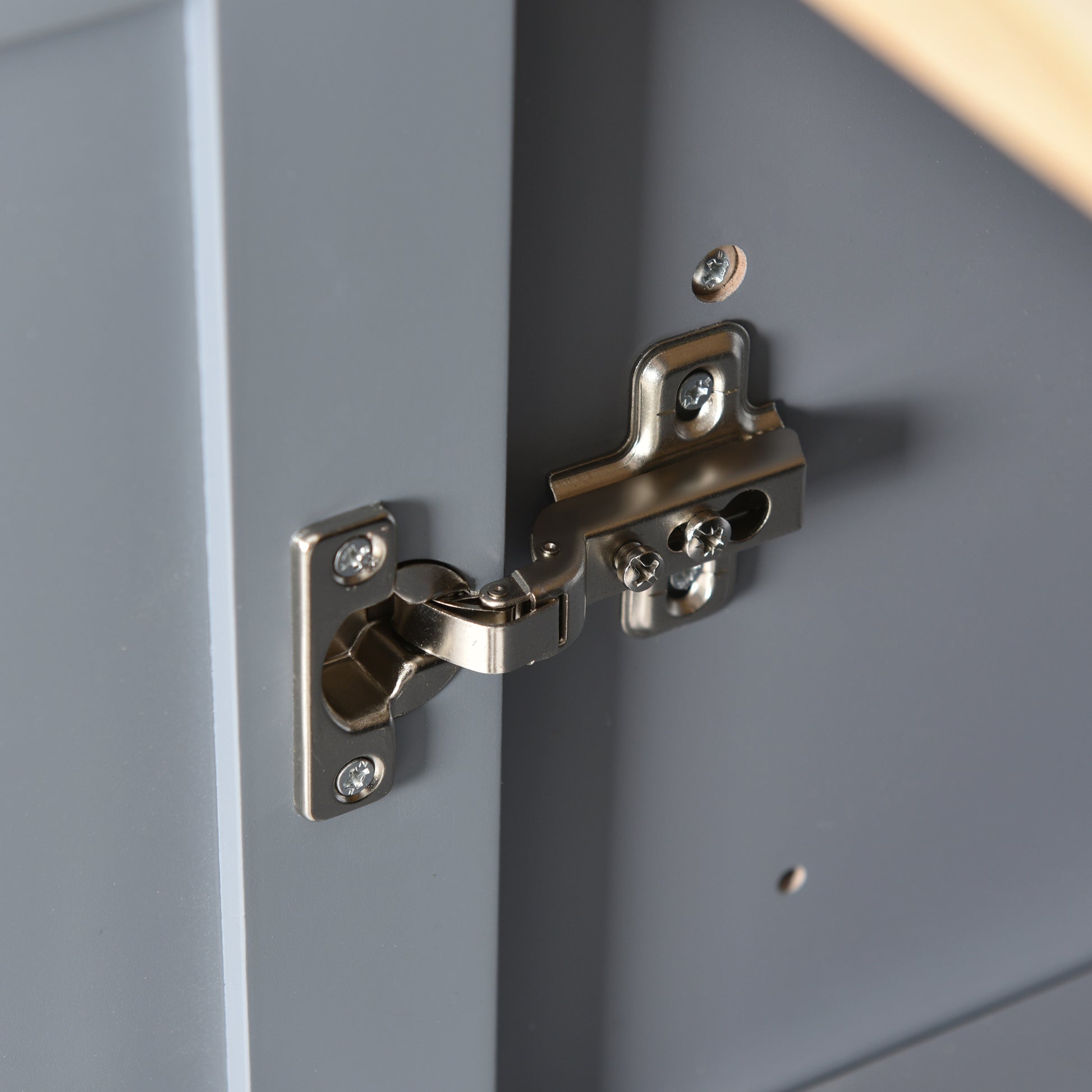 Rolling Mobile Kitchen Island with Solid Wood Top and blue+grey-mdf