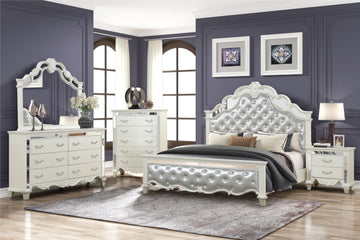 Milan Queen 5 Pc Bedroom Set in White