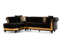 Julia Gold Detailed Tufted Upholstery Sectional made black-velvet-wood-primary living