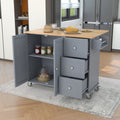 Rolling Mobile Kitchen Island with Solid Wood Top and blue+grey-mdf