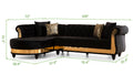 Julia Gold Detailed Tufted Upholstery Sectional made black-velvet-wood-primary living