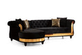 Julia Gold Detailed Tufted Upholstery Sectional made black-velvet-wood-primary living