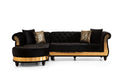 Julia Gold Detailed Tufted Upholstery Sectional made black-velvet-wood-primary living