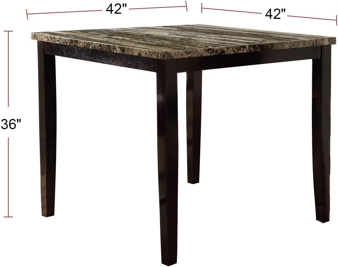 Dining Table Faux Marble Top Birch Veneer MDF Dining brown-espresso-dining