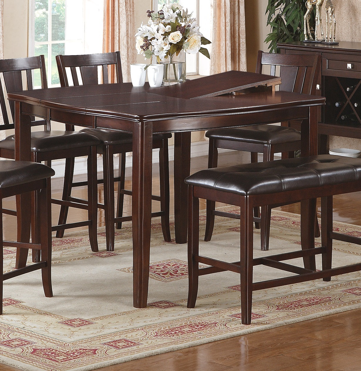 Contemporary Counter Height Dining 6pc Set Table w espresso-wood-dining room-solid