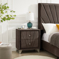 B108 TA Simple beautiful double decker nightstand brown-foam-upholstered