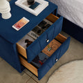 B108 TA Simple beautiful double decker nightstand blue-foam-upholstered