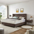 B100S Queen Bed With Two Nightstands, Button