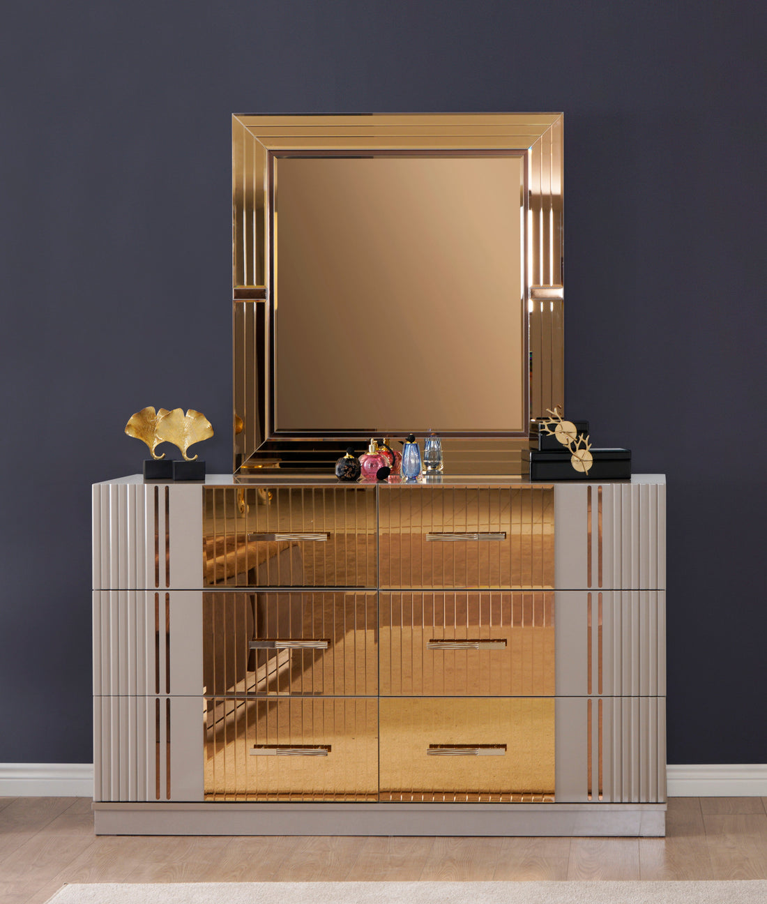 Lorenzo Gold Detailed Dresser made with Wood in