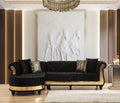 Julia Gold Detailed Tufted Upholstery Sectional made black-velvet-wood-primary living