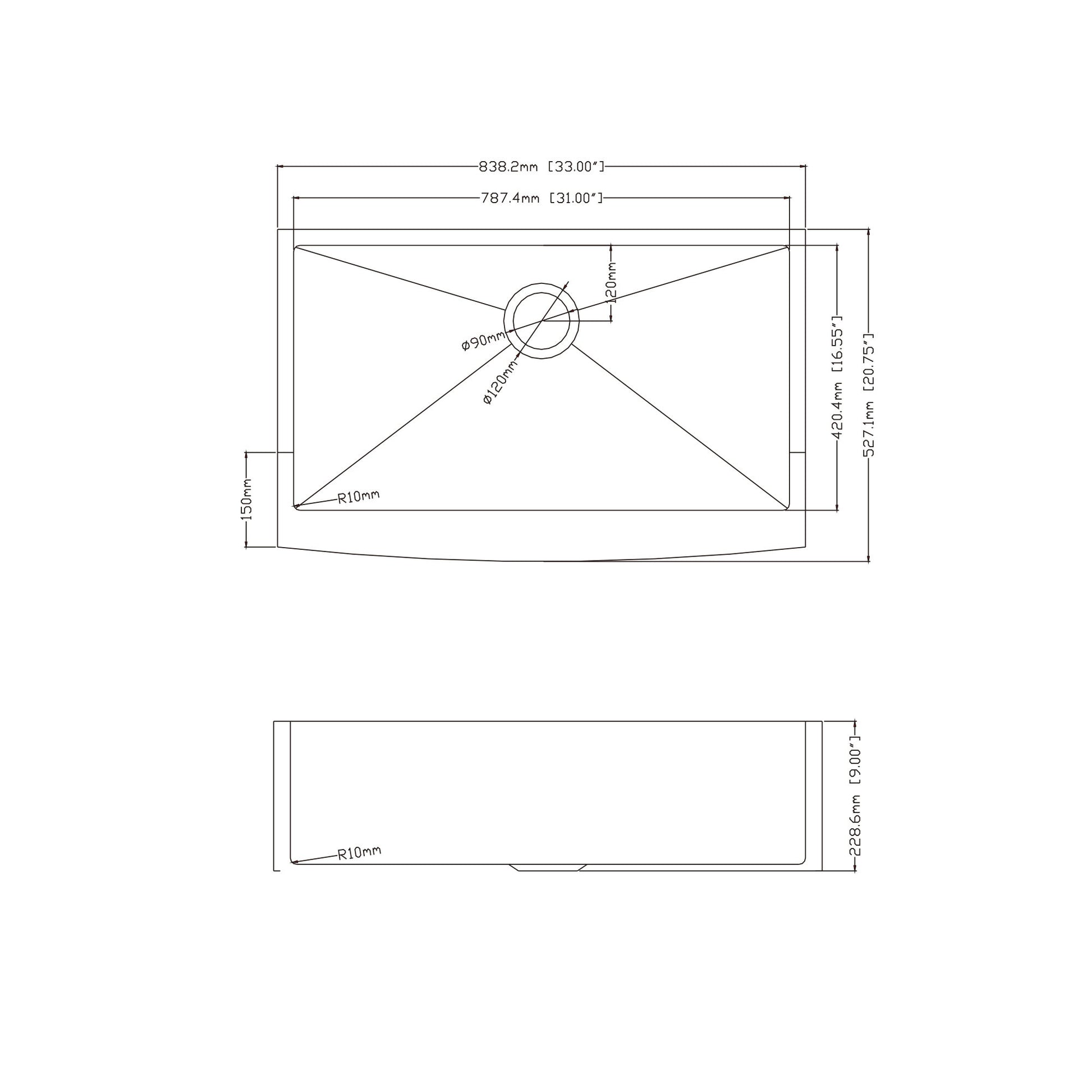 33 inch Farmhouse Kitchen Sink,Single Bowl