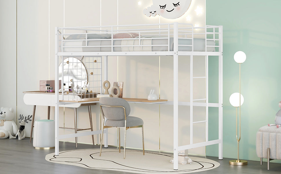 Twin Metal Loft Bed With Desk And Metal