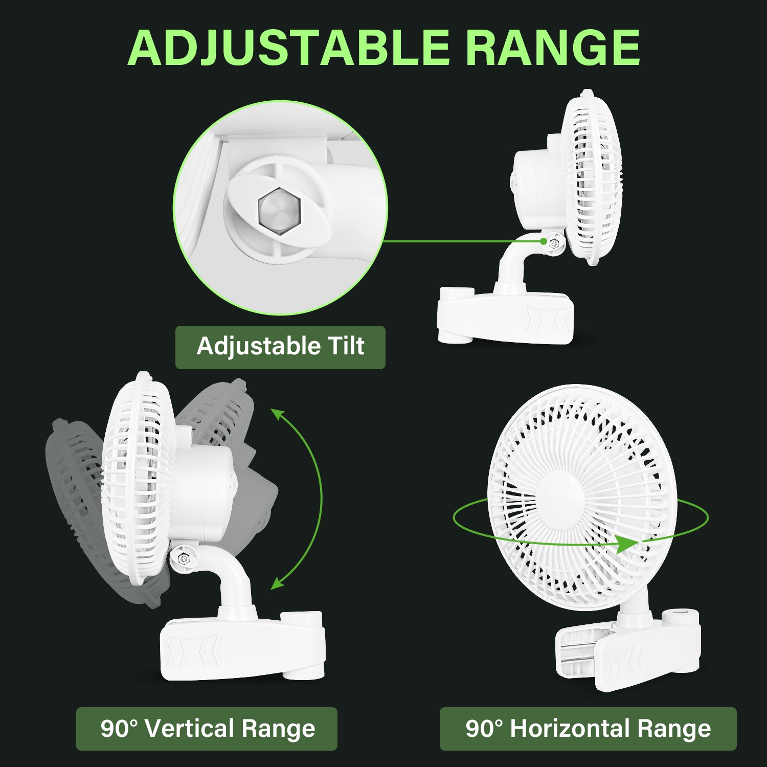 HealSmart 6 Inch Grow Tent Poles Clip Fan, Monkey Fan white-plastic