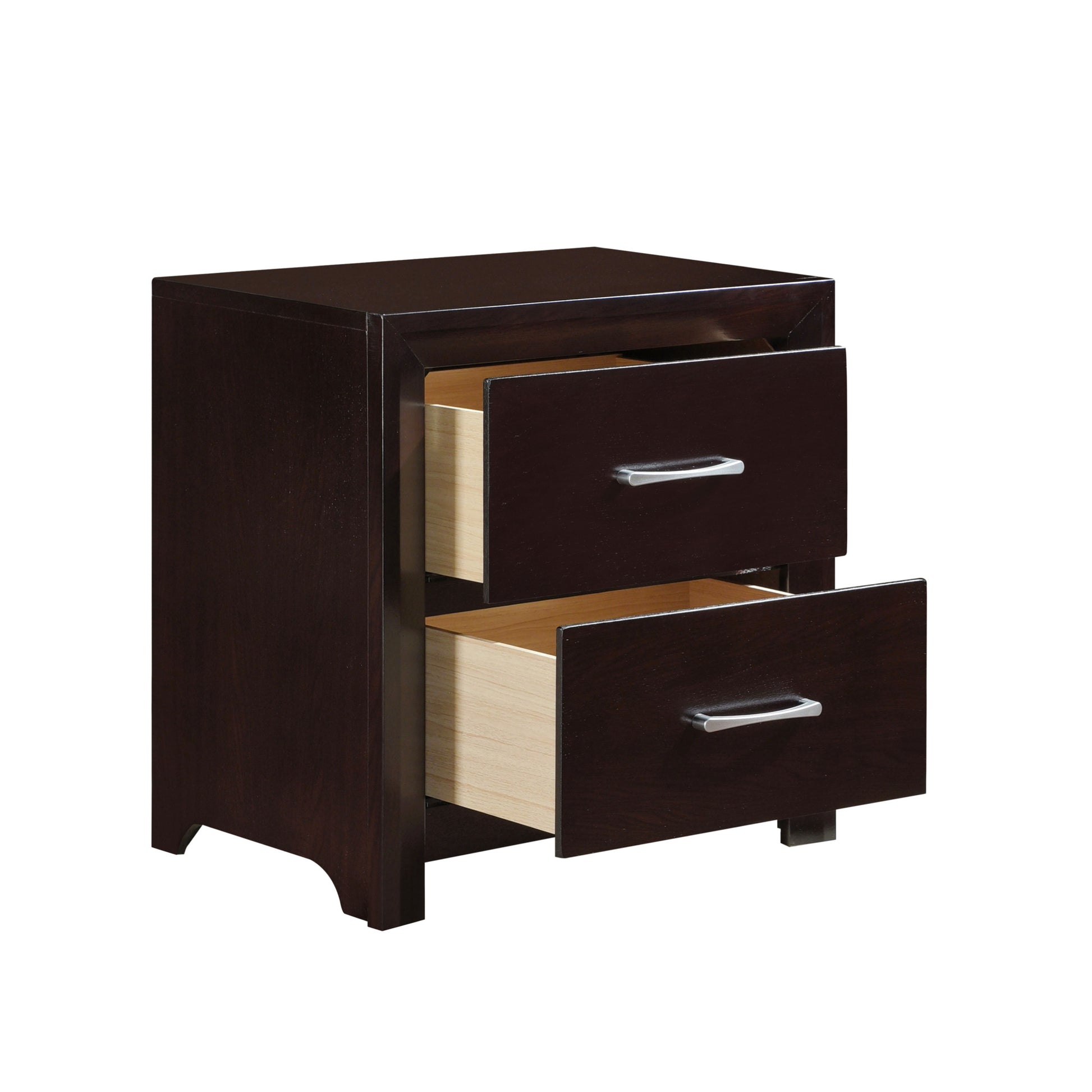 Espresso Finish Contemporary Design 1pc Nightstand of espresso-2 drawers-bedroom-contemporary-wood