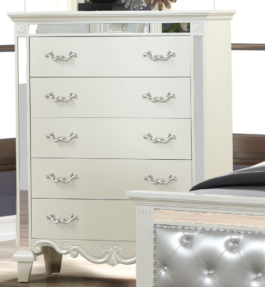 Milan Mirror Framed Chest made with Wood in White