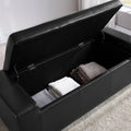 Faux Leather Upholstery Storage Ottoman Bench Black black-foam-pu