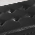 Faux Leather Upholstery Storage Ottoman Bench Black black-foam-pu