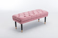 Tufted Bench Modern Velvet Button Upholstered Ottoman pink-foam-fabric