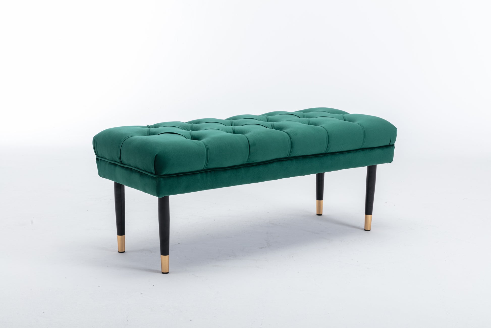 Tufted Bench Modern Velvet Button Upholstered Ottoman green-foam-fabric