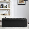 Faux Leather Upholstery Storage Ottoman Bench Black black-foam-pu