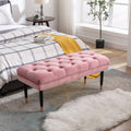 Tufted Bench Modern Velvet Button Upholstered Ottoman pink-foam-fabric