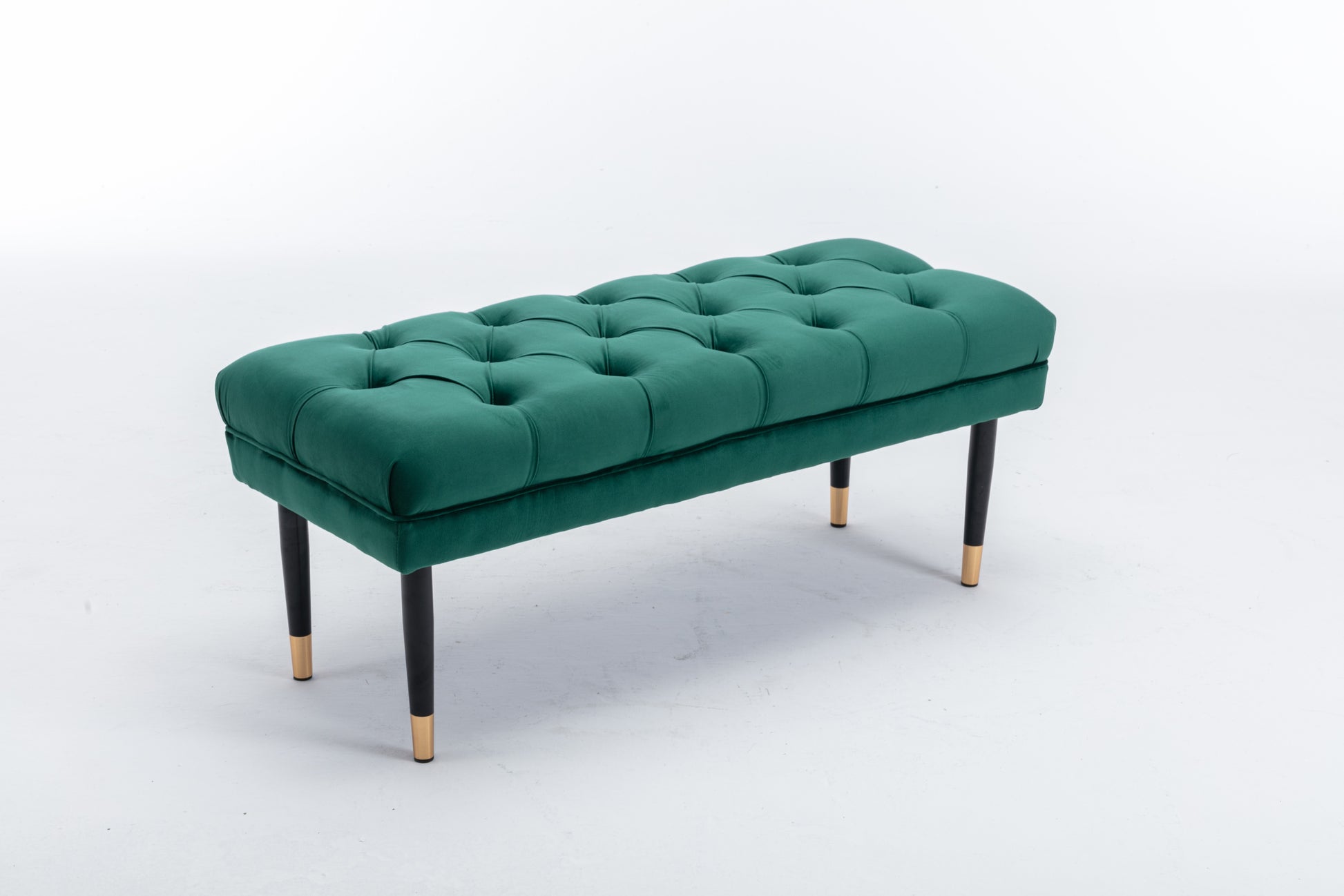 Tufted Bench Modern Velvet Button Upholstered Ottoman green-foam-fabric