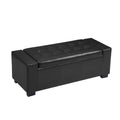 Faux Leather Upholstery Storage Ottoman Bench Black black-foam-pu