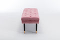 Tufted Bench Modern Velvet Button Upholstered Ottoman pink-foam-fabric