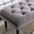 Tufted Bench Modern Velvet Button Upholstered Ottoman gray-foam-fabric