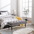 Tufted Bench Modern Velvet Button Upholstered Ottoman gray-foam-fabric