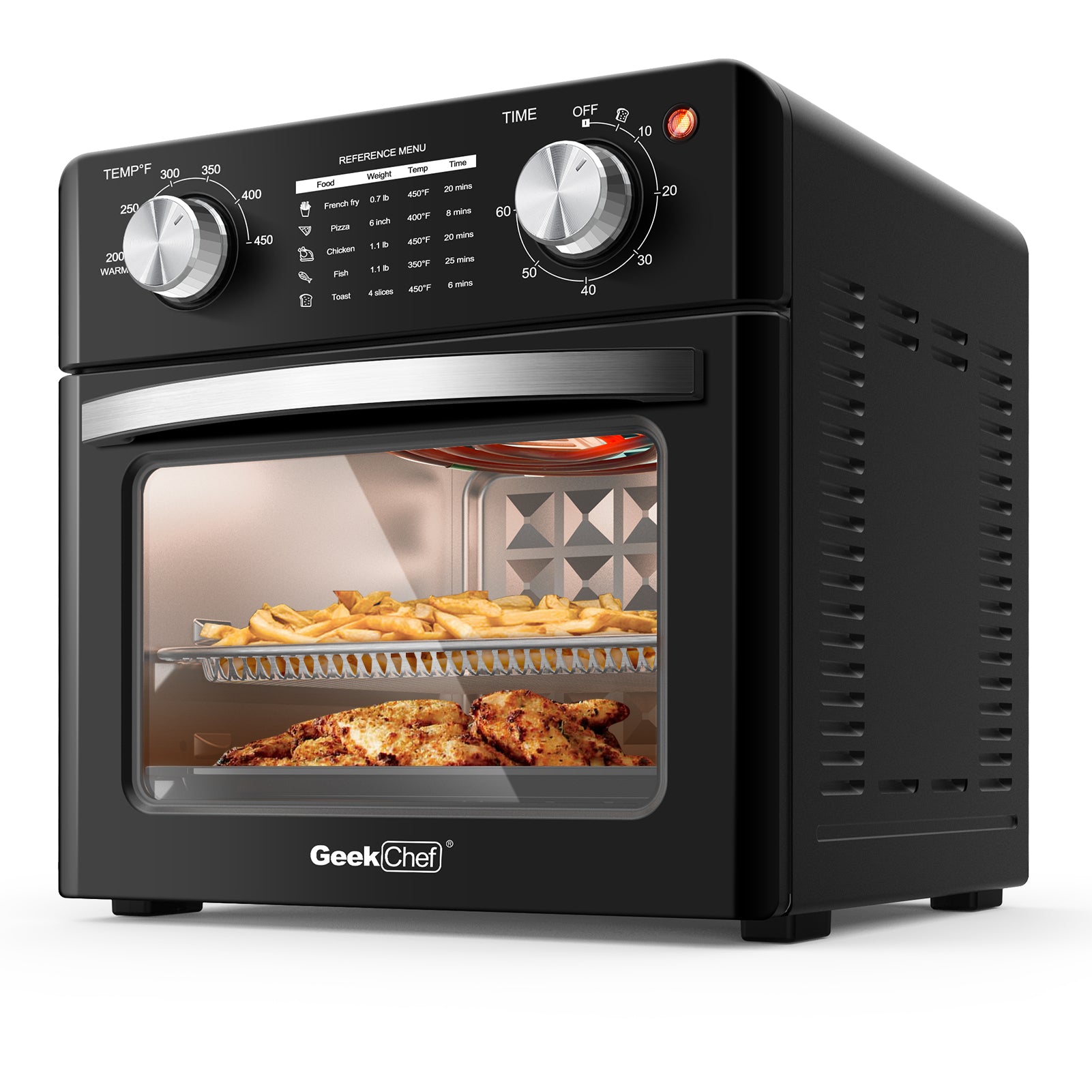 Geek Chef Air Fryer 10QT, Countertop Toaster Oven, 4 black-metal