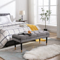 Tufted Bench Modern Velvet Button Upholstered Ottoman gray-foam-fabric