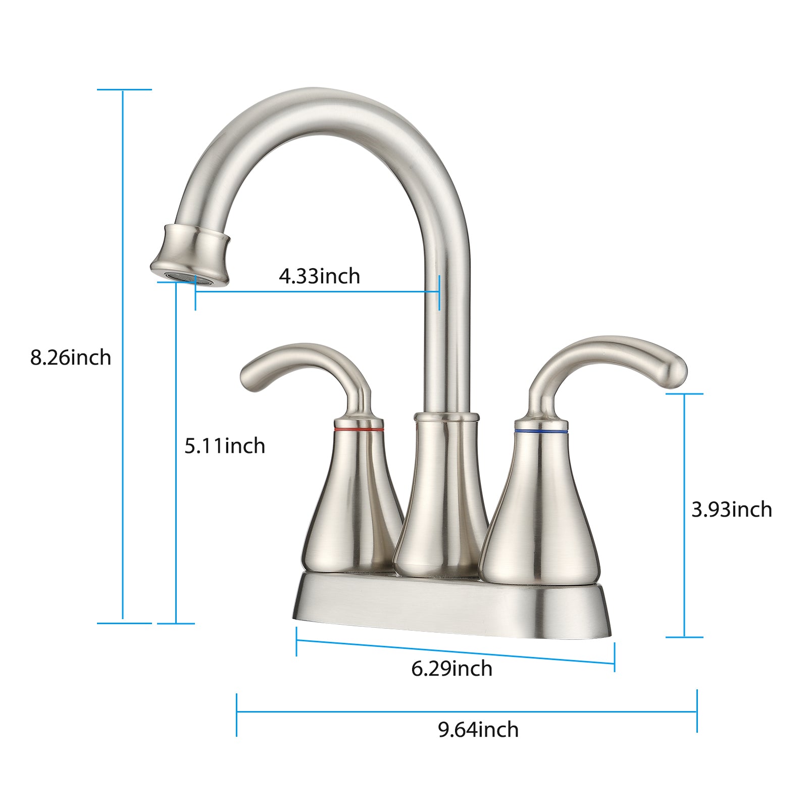 2 Handle Bathroom Sink Faucet with Pop up Drain brushed nickel-zinc