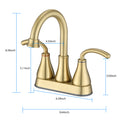 2 Handle Bathroom Sink Faucet with Pop up Drain brushed gold-zinc