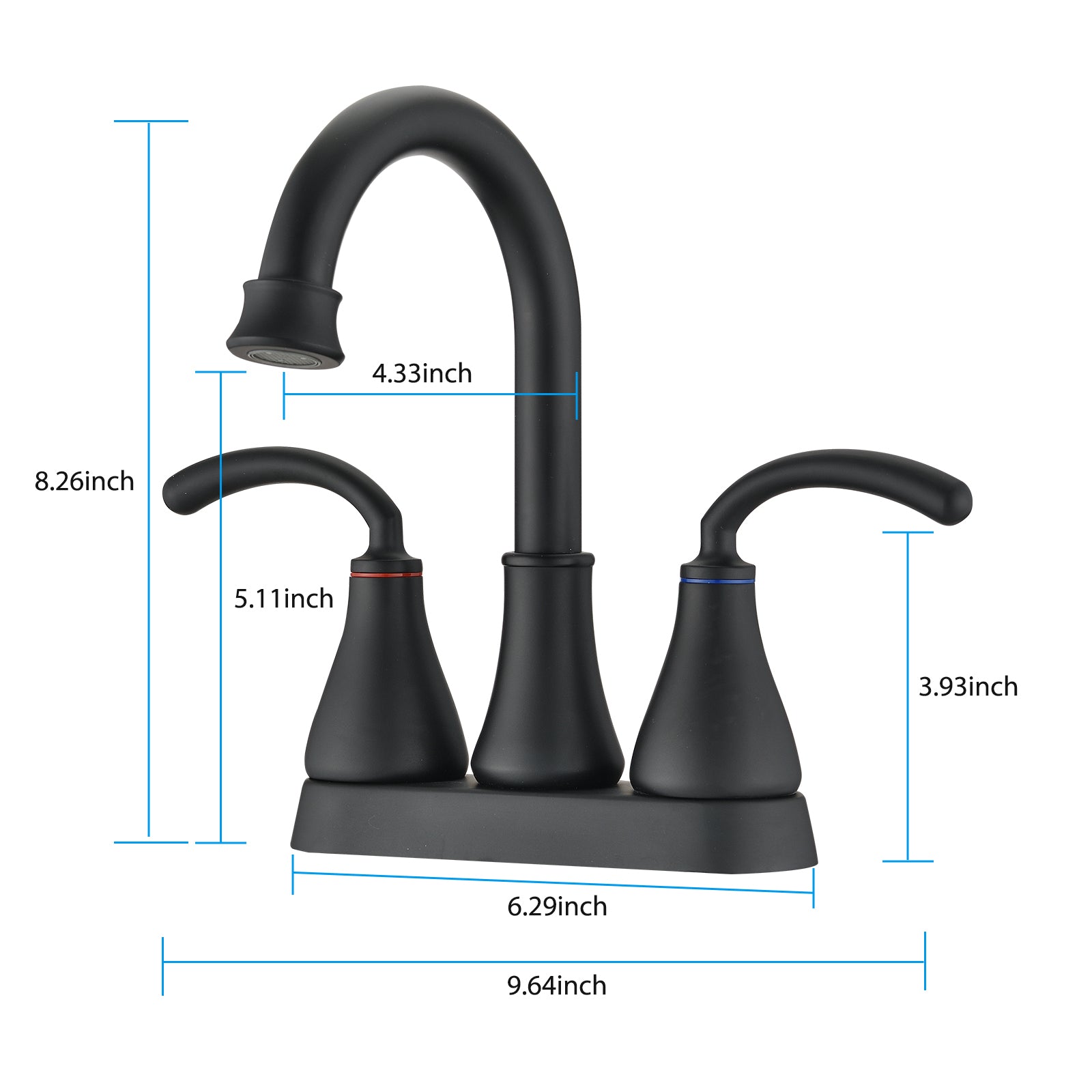 2 Handle Bathroom Sink Faucet with Pop up Drain Matte matte black-zinc