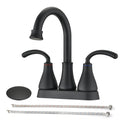 2 Handle Bathroom Sink Faucet with Pop up Drain Matte matte black-zinc