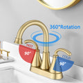 2 Handle Bathroom Sink Faucet with Pop up Drain brushed gold-zinc