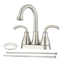 2 Handle Bathroom Sink Faucet with Pop up Drain brushed nickel-zinc