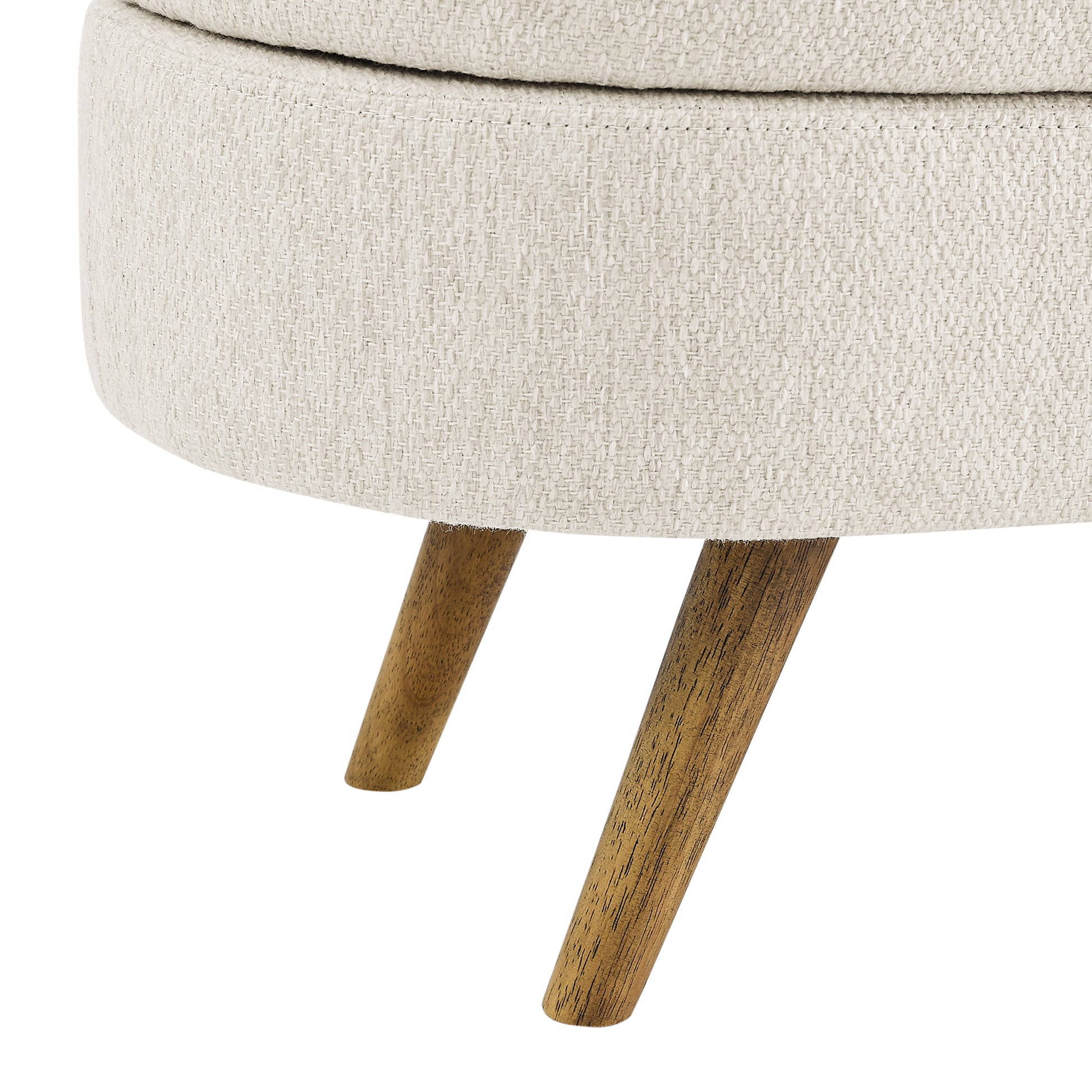 Ottoman Oval Storage Bench,Rubber Wood Legs, Beige beige-linen