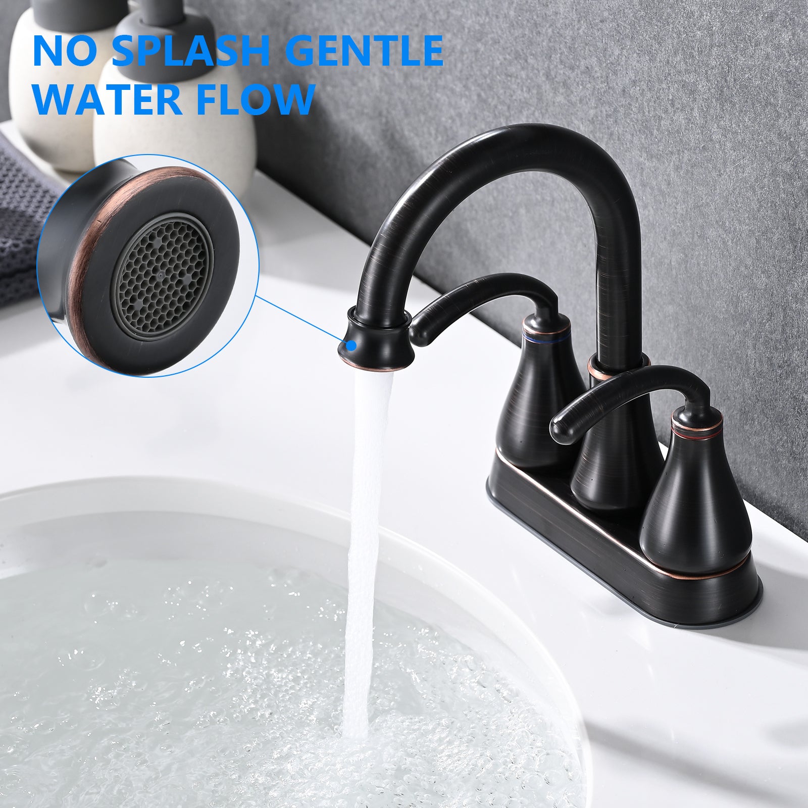 2 Handle Bathroom Sink Faucet with Pop up Drain Oil oil-rubbed bronze-zinc